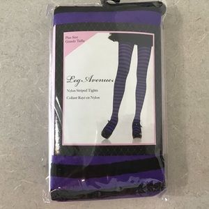 Leg Avenue Striped Tights, 1X/2X